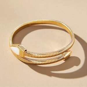 Anthropologie Stone Serpent Wrap Bracelet - Pearl